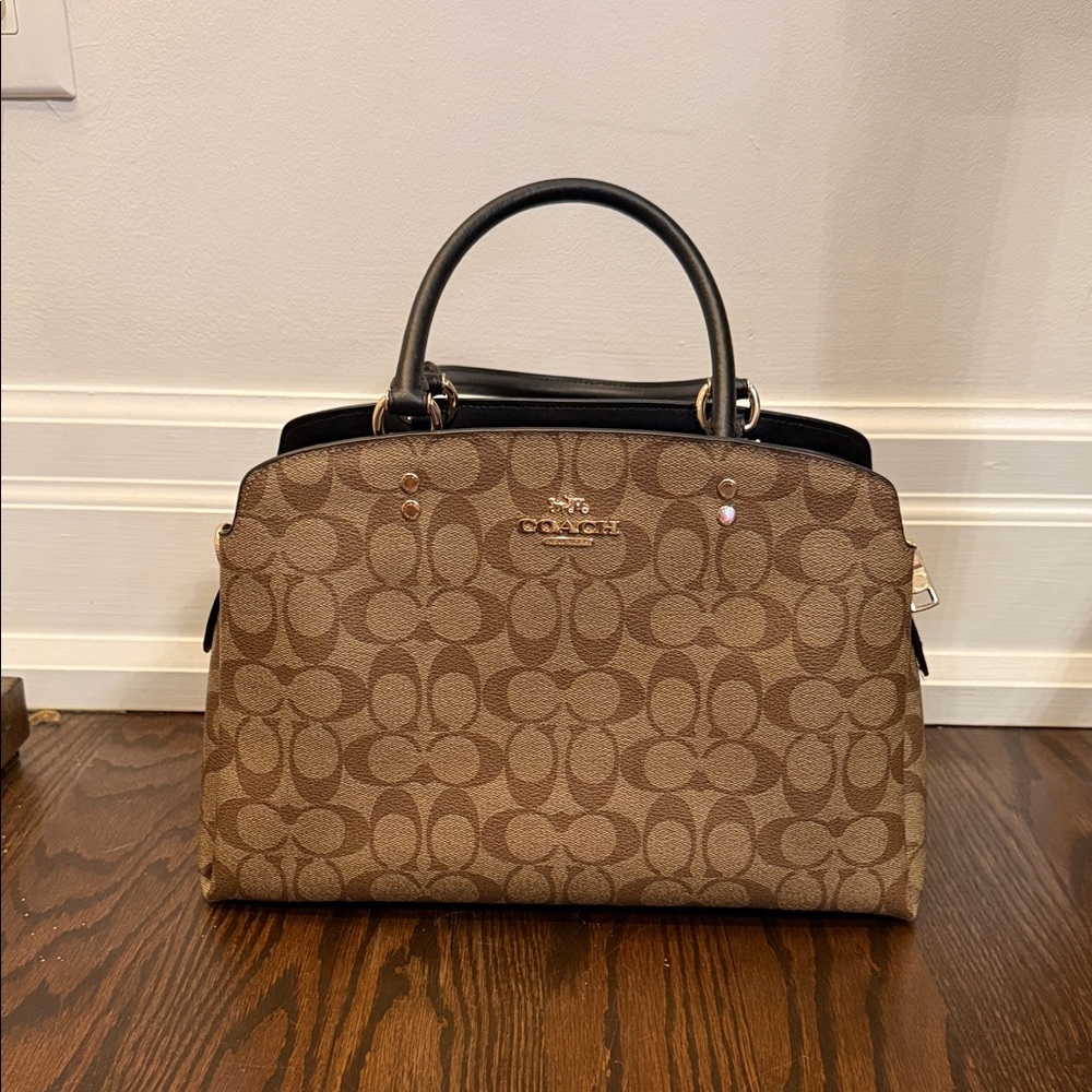 Coach Brown and Black Signature Satchel